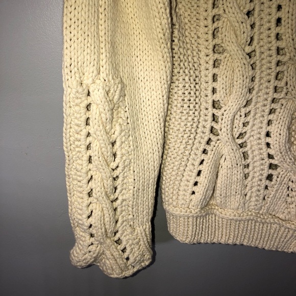 Anthropologie Wavy Cables Knit Sweater Cardigan L - Picture 5 of 8